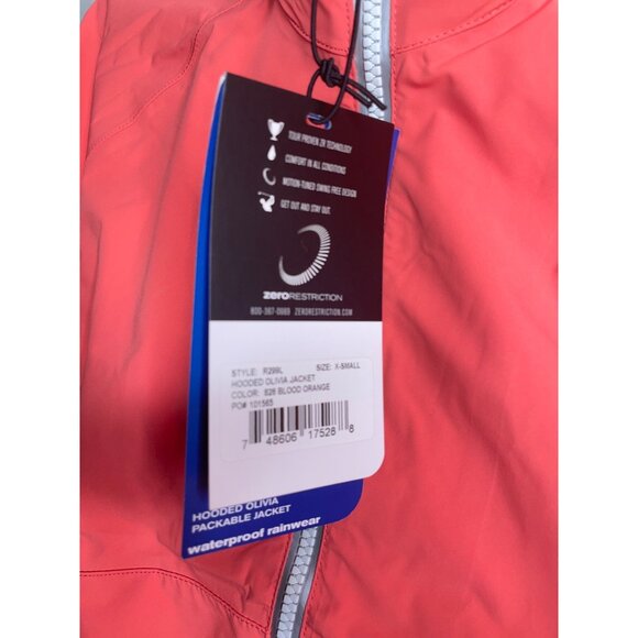 NEW Zero Restriction Olivia Hooded Rain Jacket Golf Orange Size XS Zip UP $250 - Picture 5 of 6
